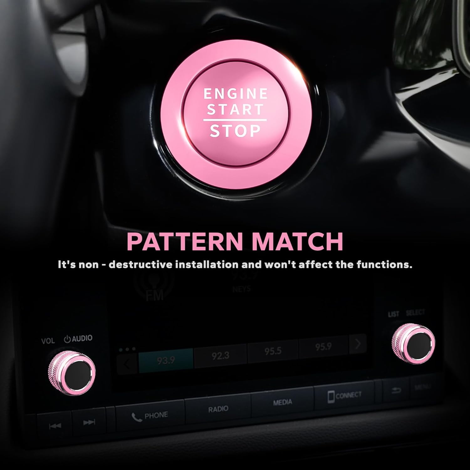 chasenew for Honda Civic 2022-2026 Accessories, CRV 2023-2026 & Acura Ingetra 2023-2025 (Fit 7" Screen/ 1 Audio Knob), 10pcs Knob Cover Kit - Push Start, Audio, AC & Air Vent (Pink)