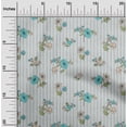 thumbnail image 1 of oneOone Silk Tabby Turquoise Blue Fabric Stripe|Leaves & Floral Artistic Sewing Material Print Fabric By The Yard 42 Inch Wide, 1 of 4