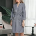 thumbnail image 2 of Kaemgyyd Robes for Women Soft Comfy Bathrobe V Neck Lightweight Loungewear Shower Spa Bridesmaid Party Sleepwear, 2 of 4