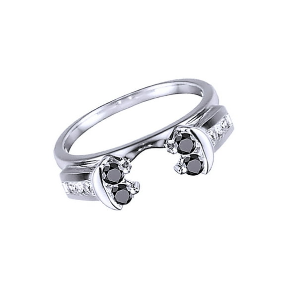 AFFY Black & White Natural Diamond Anniversary Style Jacket Ring In 10k White Gold (0.42 Cttw)