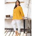 thumbnail image 3 of Plus Size Chiffon Top for Women Round Neck Tie Front Ruffle Work Blouse Top Yellow 2X, 3 of 7