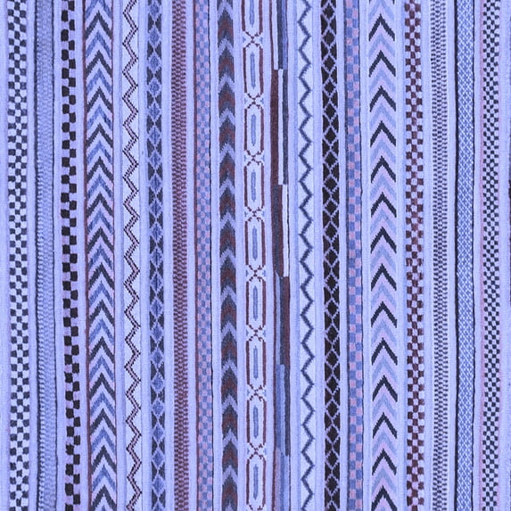 Ahgly Company Machine Washable Indoor Square Abstract Blue Modern Area Rugs, 6' Square