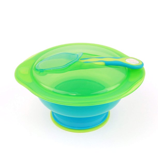 Unbelievabowl Suction Bowl with Lid & Spoon, Blue, FUN & FUNCTIONAL