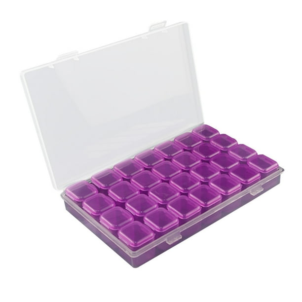 Worallymy Caja de almacenamiento de joyas Organizador de accesorios de joyería ajustable Plástico 28 Rejillas Contenedor de cuentas Púrpura Worallymy JD735808212