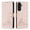 Pink, variant on Compatible with Samsung Galaxy A34 5G Card Slot Case,[Cat Knurling] PU Folio Flip Wallet Magnetic Case[RFID Blocking] Leather Protective Stand Cover with Wrist Strap for Women Men,Mint