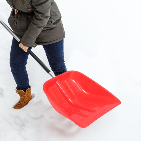 FENGGUIQU Red Plastic Snow Shovel with Smooth , Multi-Purpose Tool for Gardening and Outdoor Use