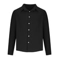 thumbnail image 4 of Styesk Chemises pour Hommes Chemise à Col à Revers à Boutons Rayée Ample Décontractée à Manches Longues, 4 of 7
