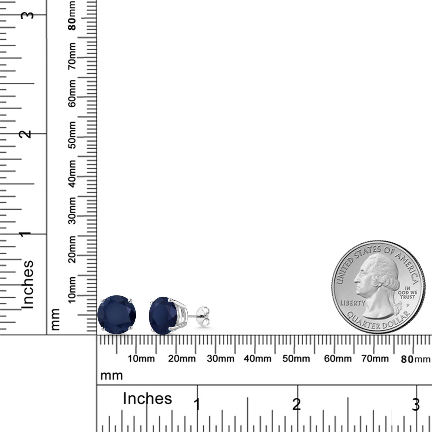 Gem Stone King 925 Sterling Silver Blue Sapphire Stud Earrings for Women Men (9.90 Cttw, Round 10MM)