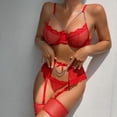 thumbnail image 2 of Erotic Lingerie Mesh Stitching Eyelashes Lace Hanging Chain Butterfly Four-piece Set, 2 of 4