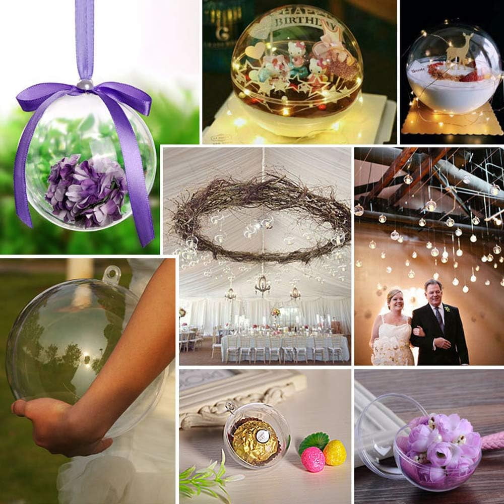TETOU 20Pcs Christmas Ornaments Balls, 80mm Clear Plastic Fillable Ornament for Crafts, Clear Acrylic DIY Ornaments for Christmas Tree Holiday Wedding Party Home Hanging Decor