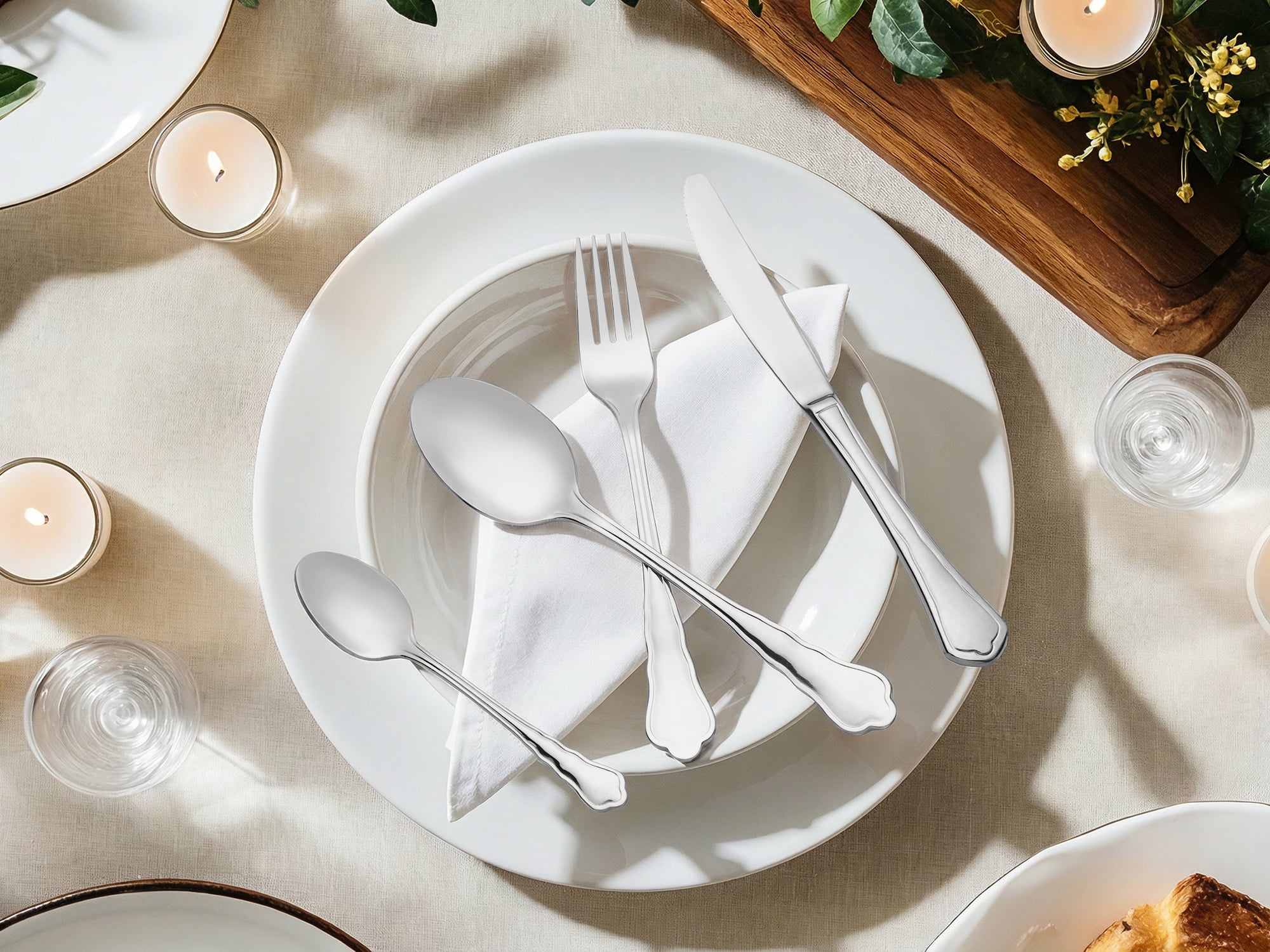 Unique Bargains Durable Stainless Steel Flatware Set for Kitchen Use Silver 4pcs