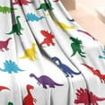 thumbnail image 3 of White Colorful Dinosaurs Silhouette Pattern Blanket,Comfortable Soft Flannel Throw Blanket,All Season,Warm Lightweight Blankets for Sofa Bed Couch Living Room Chair,30"x40", 3 of 4