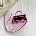 thumbnail image 2 of Bolso de mano para mujer, Bolso cuadrado pequeño de moda, Bolso de mano sólidos de cuero PU (rosa), 2 of 9