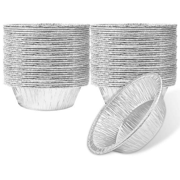 Songlam 5 in Round Aluminum Foil Pie and Tart Pans, 100-Pack, Disposable Baking Containers