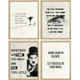 thumbnail image 3 of PixonSign Framed Wall Art, Charlie Chaplin Black & White Prints, Set of 4 Illustration Wall Decor, Contemporary Wall Décor, Modern Adhesive Canvas Posters for Bedroom, Office - 8"x10" Natural, 3 of 5
