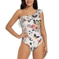 thumbnail image 2 of Yiaed Rose Flowers Print Women One Piece Swimsuits Tummy Control One Shoulder Bathing Suits Pattern Ruffle Swimwear-Large, 2 of 8