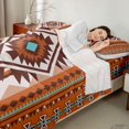 thumbnail image 4 of Manfei Tribal Geometric Aztec Queen Sheets, Southwest Bohemian Queen Sheet Sets, Terracotta and Turquoise, Black Reversible 4pcs1 Flat Sheet + 1 Fitted Sheet + 2 Pillowcases, 4 of 6