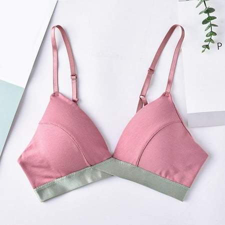 

ERTUTUYI Women Underwear Ultra Thin Push Up Colorblock French Bra Pink