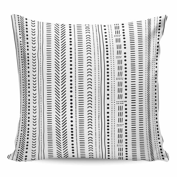 White Boho Pillow Covers 24x24 Inch Decorative Throw Pillow Cover, Country Abstract Black Geometric Striped Sofa Pillowcases Accent Cushion Case Home Decor Bedroom Living Room