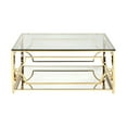 thumbnail image 6 of American Home Classic Edward Square Metal-Glass Coffee Table in Brushed Brass, 6 of 11