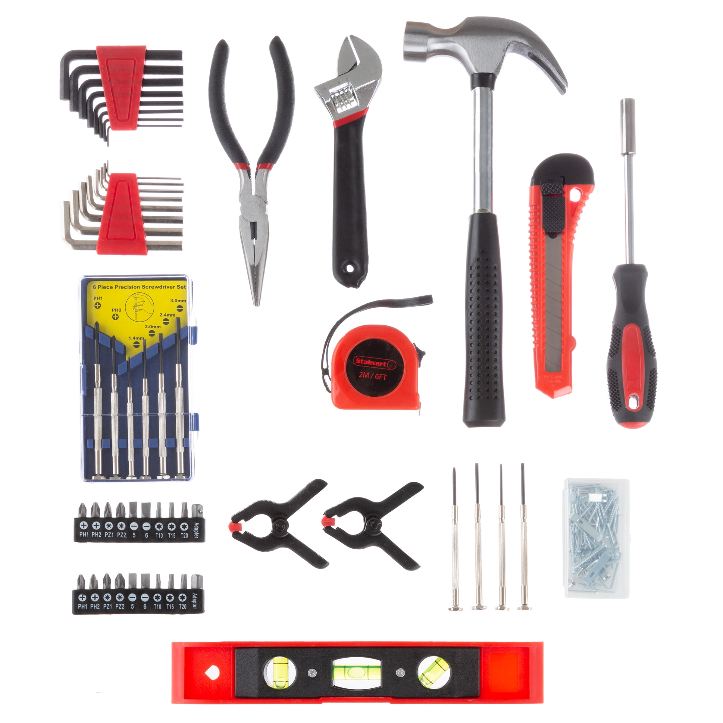 Tool Kit - 132 Heat-Treated Pieces with Carrying Case - Essential Steel Hand Tool and Basic Repair Set for Apartments, Dorm, Homeowners by Stalwart