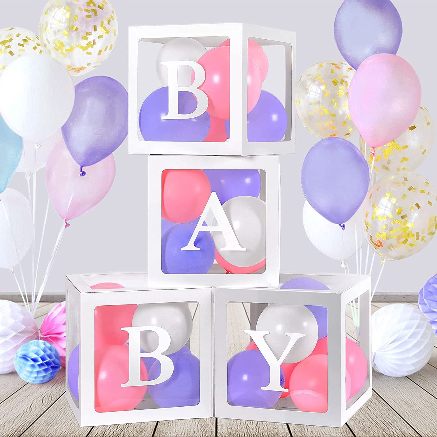 Baby Boxes with Letters for Baby Shower,Clear Baby Shower Decorations