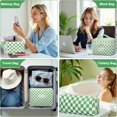 thumbnail image 6 of Quilted Makeup Bag Set - 3 count Cute Floral  Makeup Bag, Large  Aesthetic Make up  Bag, Flower Travel Toiletry Organizer Bags for Women Girls (Checkered Green), 6 of 6