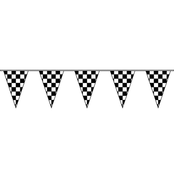 30ft String Flag Set of 12 Checkered Black White 12x18 Bunting Banner Pennant