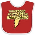 thumbnail image 3 of Inktastic These Fools Put My Cape on Backwards&reg; Bolt Yellow Boys or Girls Baby Bib, 3 of 4