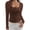 Brown, variant on PRETTYGARDEN Womens Long Sleeve Henley Shirts Going Out Tops Lace Trim Square Neck, Slim Fitted Basic Tees, Soft Comfy Jacquard Fabric, Casual Wear, Fall Outfits, Y2K Fashion Clothing