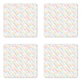 thumbnail image 1 of Indie Coaster Set of 4, Colorful Pattern with Classical Old Fashioned Eyeglasses Nerd Smart Hipster Doodle, Square Hardboard Gloss Coasters, Standard Size, Multicolor, by Ambesonne, 1 of 2