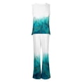 thumbnail image 5 of Mikilon Ensemble Stylé pour Femmes 2 Pcs Décontracté Ample Imprimé Gilet Pantalon Long Sans Manches Col Rond Haut/chemise Ensemble Bleu Clair-B L, 5 of 5