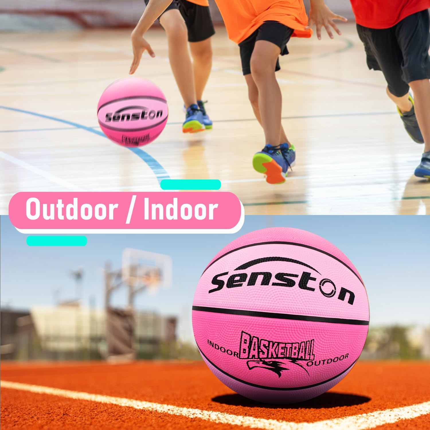 Senston Size 5 Youth Basketball for Kids, Pink photo 6