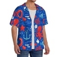 thumbnail image 2 of Gukieu Nautical Animals Print Men's Short-sleeved Shirts, Button-down Pocket Shirts, T-shirts, Beach Vacation Travel Summer Clothing-Small, 2 of 5