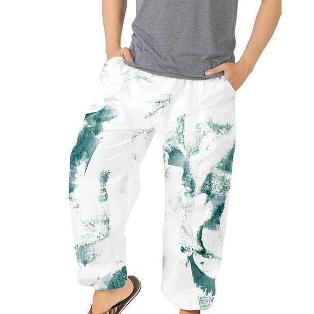 Pantalones largos para hombre, bombachos de moda, pantalones estampados elásticos sueltos para playa Athleisure Odeerbi ODB-2
