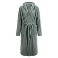 thumbnail image 6 of TrdSipl Women Long Hooded Fleece Robe Soft Warm Down Towel Robes for Women Cute Womens Bathrobe with Bunny Ear, 6 of 7
