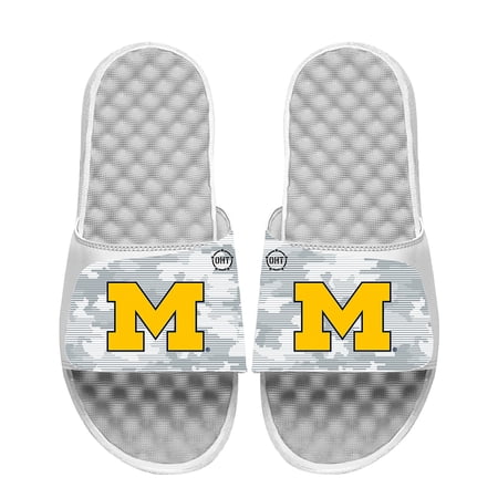 Men s ISlide White Michigan Wolverines Camo Slide Sandals