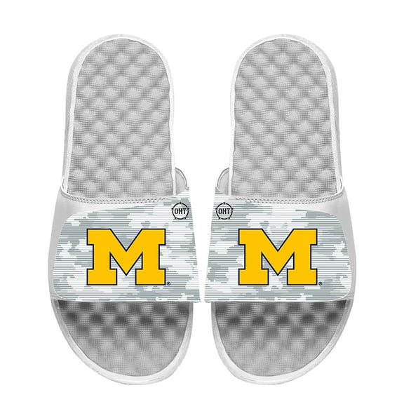 Men's ISlide White Michigan Wolverines Camo Slide Sandals