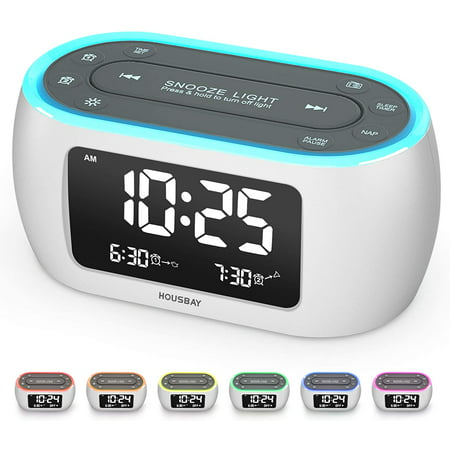 Housbay Glow Small Alarm Clock Radio, Alarm Clock With Light Dimmer