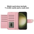 thumbnail image 3 of Elegant PU Leather Wallet Case for Samsung Galaxy S24 Ultra with Wrist Strap, Women Girls Shockproof Kickstand Magnetic Closure Card Slots Rugged Phone Case Cover for Samsung Galaxy S24 Ultra, Pink, 3 of 7