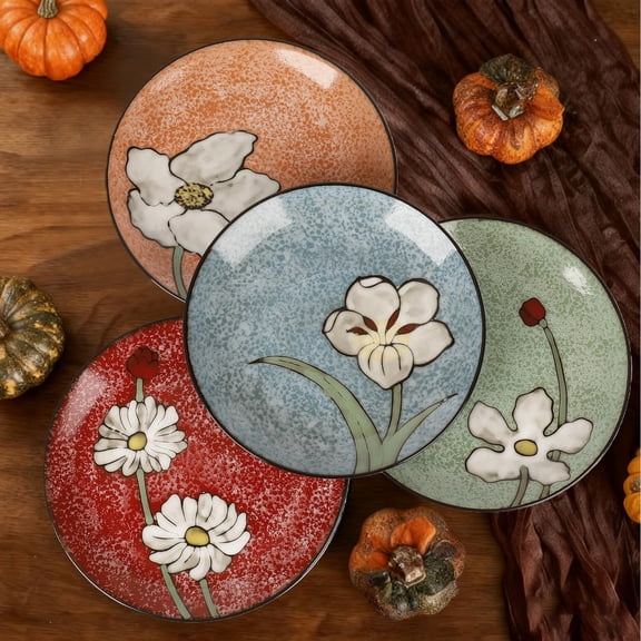 Large Ceramic Dinner Plates Set, 11-Inch Porcelain Plates for Salad & Meals, Scratch Resistant, Microwave & Oven Safe, Ideal for Everyday Family Dining