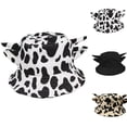 thumbnail image 2 of Kcolen Cow Print Bucket Hat with Cute Horn Ears, Unisex Cow Print Summer Beach Cute Casual Outdoor Sun Hat Fisherman's Cow Bucket Hat,White, 2 of 6