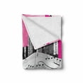 thumbnail image 2 of Music Soft Flannel Fleece Throw Blanket, Bass Guitar Keyboard Urban Rock Backdrop Rhythm of City Illustration, Cozy Plush for Indoor and Outdoor Use, 70" x 90", Hot Pink Pale Grey Black, by Ambesonne, 2 of 6