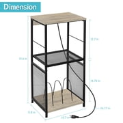 Record Player Stand Vinyl Record Storage with Charging Station
