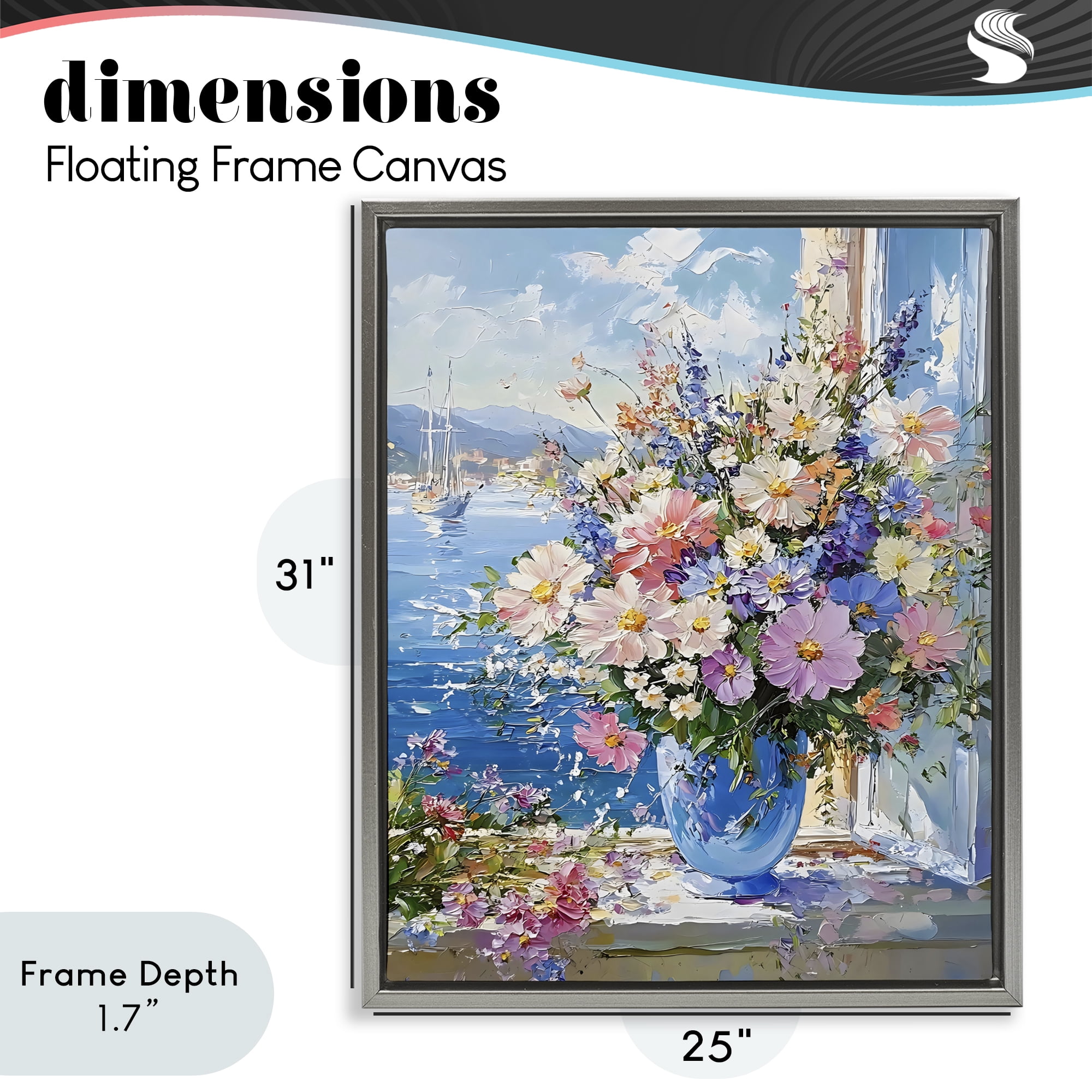 Stupell Industries Beautiful Bouquet on Ledge Gray Framed Floater Canvas Wall Art, design by Creative Studio