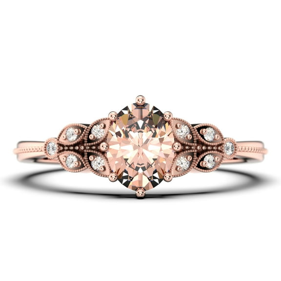 Gorgeous Boho & hippie 2.00 Carat Oval Cut Vintage Look Morganite And Diamond Moissanite Engagement Ring Set, Wedding Ring in 925 Sterling Silver With 18k Rose Gold Plating Gift For Her, Promise Ring