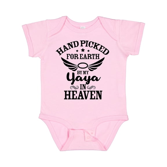 Inktastic Handpicked for Earth by My Yaya in Heaven with Angel Wings Boys or Girls Baby Bodysuit