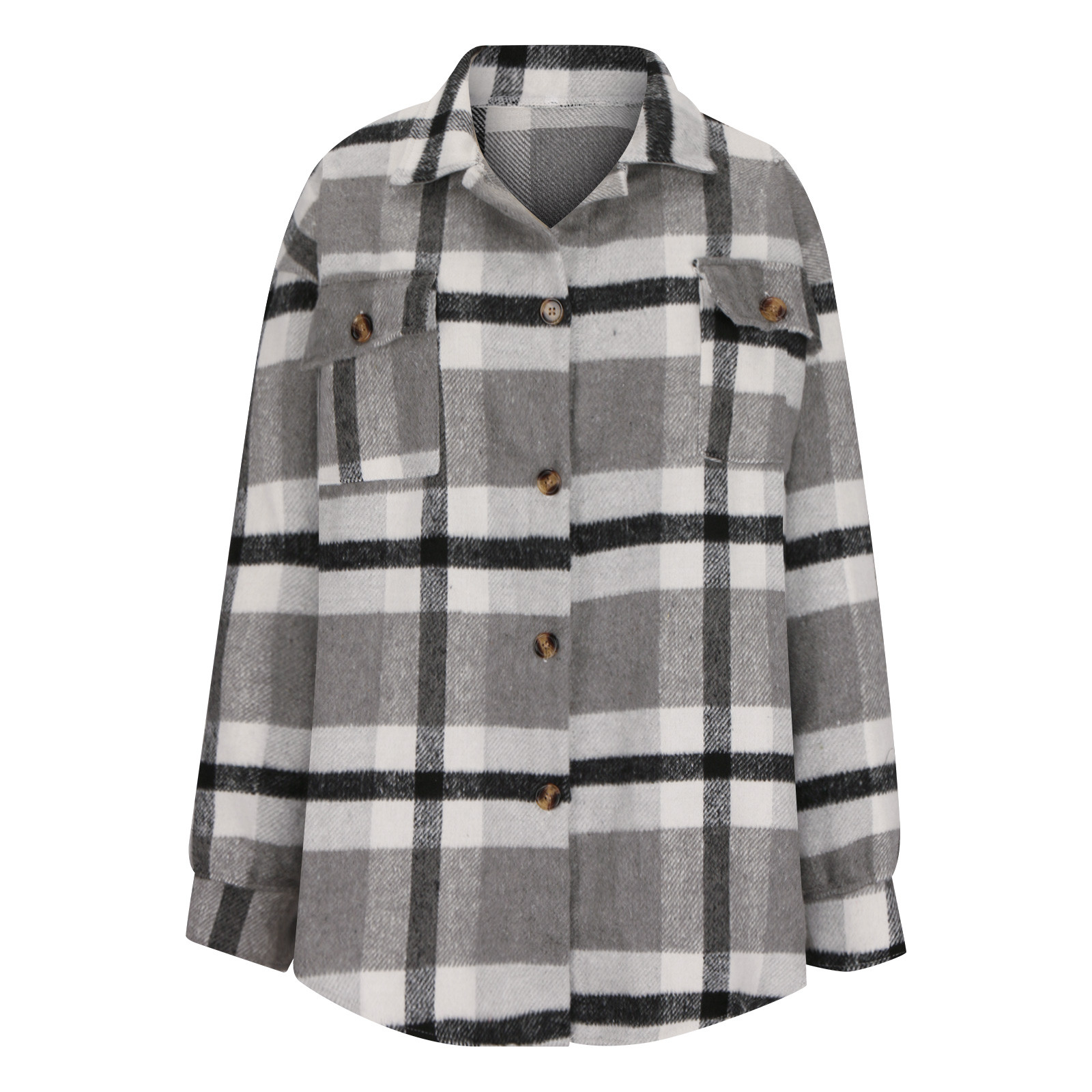 Lovskoo Women's Plaid Shacket Jacket Flannel Long Sleeve Button Down ...