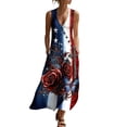 thumbnail image 3 of VBVC Women's Floral V-Neck Sleeveless Maxi Dress,Button Detail Loose Flowy Dress For Women,Ladies' Casual Patriotic Summer Sundress with Pockets,Multicolor,S-3XL, 3 of 8