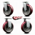 thumbnail image 2 of 6 Inch Poly on Aluminum Caster Set with Roller Bearings 2 Swivel 2 Rigid SCC, 2 of 2